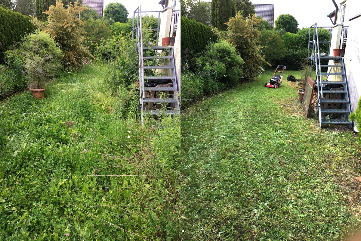Gartenpflege auf einem gepflegten Grundstück